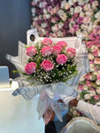 Pink Roses & Baby breath Luxury flower bouquet by BloomBox Co – premium florist in Lahore