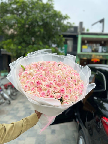100 Pink Rose Bouquet Luxury flower bouquet by BloomBox Co – premium florist in Lahore