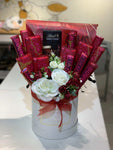 Customise-able Chocolate Hatbox Luxury flower bouquet by BloomBox Co – premium florist in Lahore