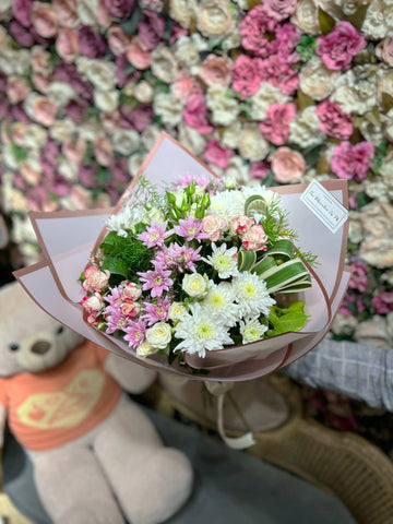 Mix Flower Pink & White lollipop Bouquet Luxury flower bouquet by BloomBox Co – premium florist in Lahore