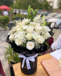 Florist Choice White Bouquet Hatbox Luxury flower bouquet by BloomBox Co – premium florist in Lahore